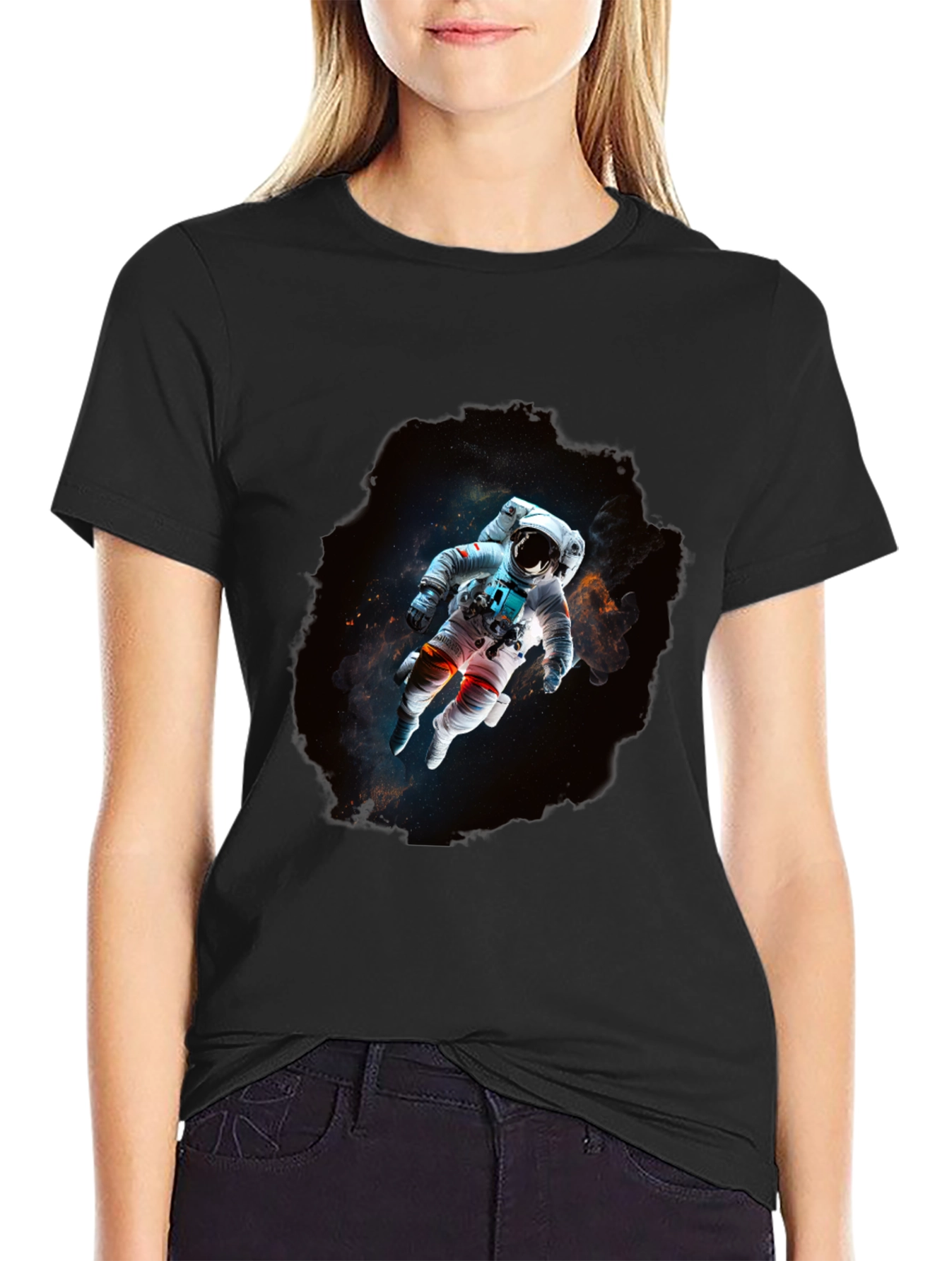 Astronaut in Space Black T-Shirt