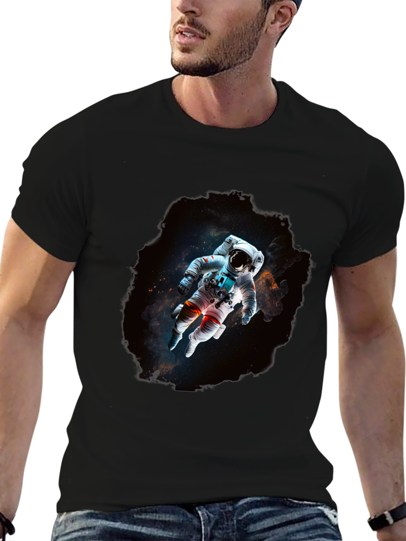 Astronaut in Space Black T-Shirt