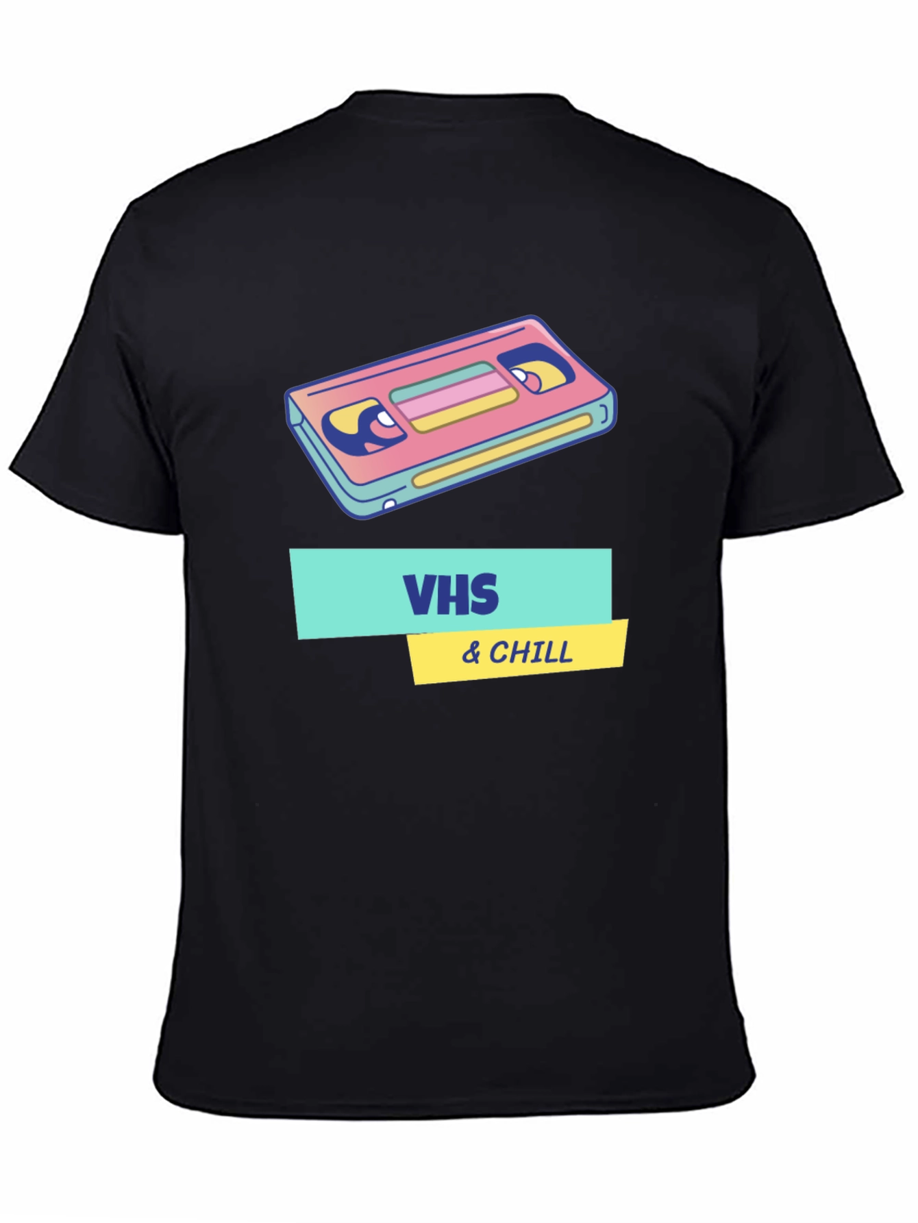 Retro VHS & Chill Graphic T-Shirt - Black