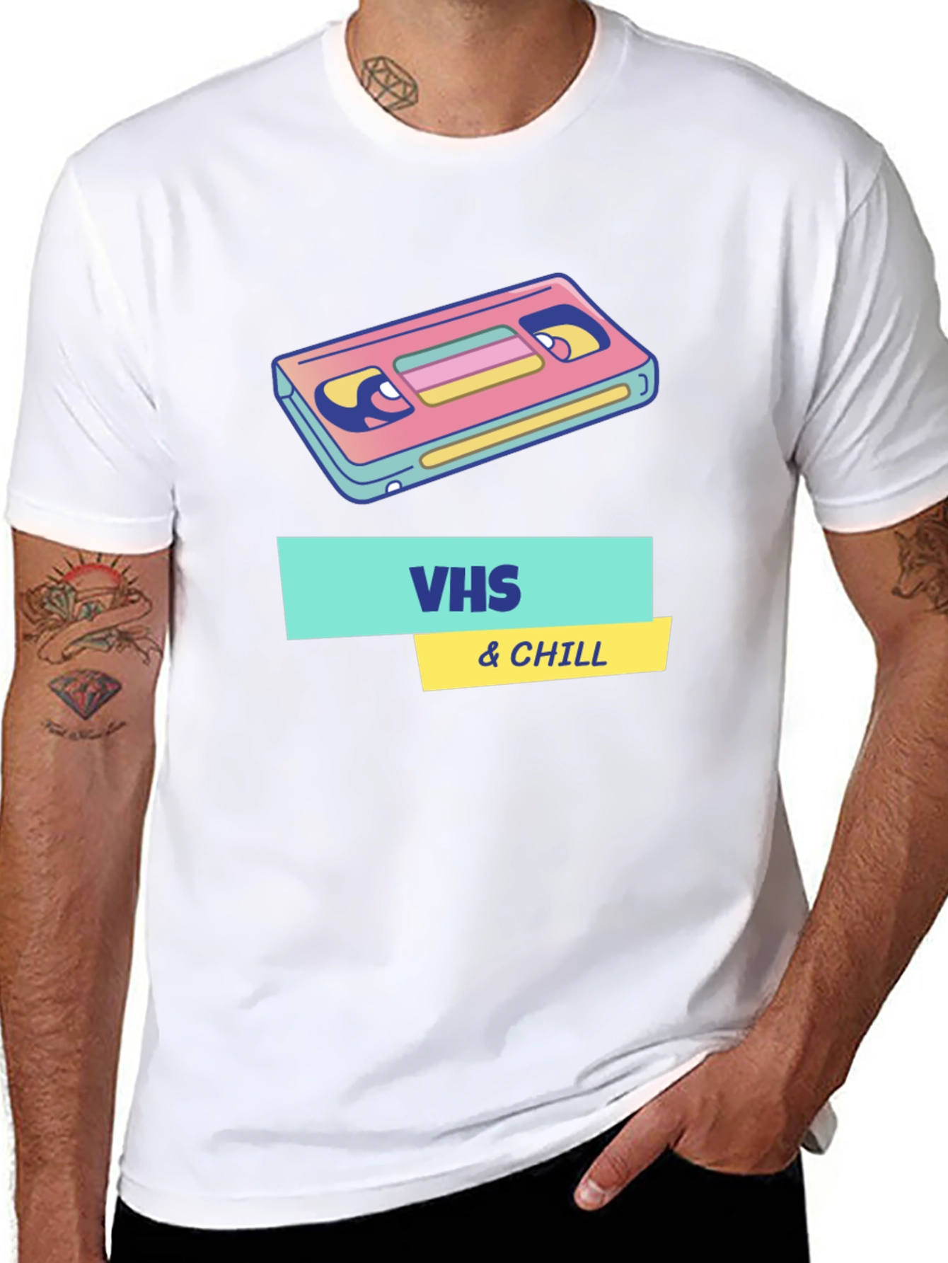 Retro VHS & Chill Graphic T-Shirt - Black