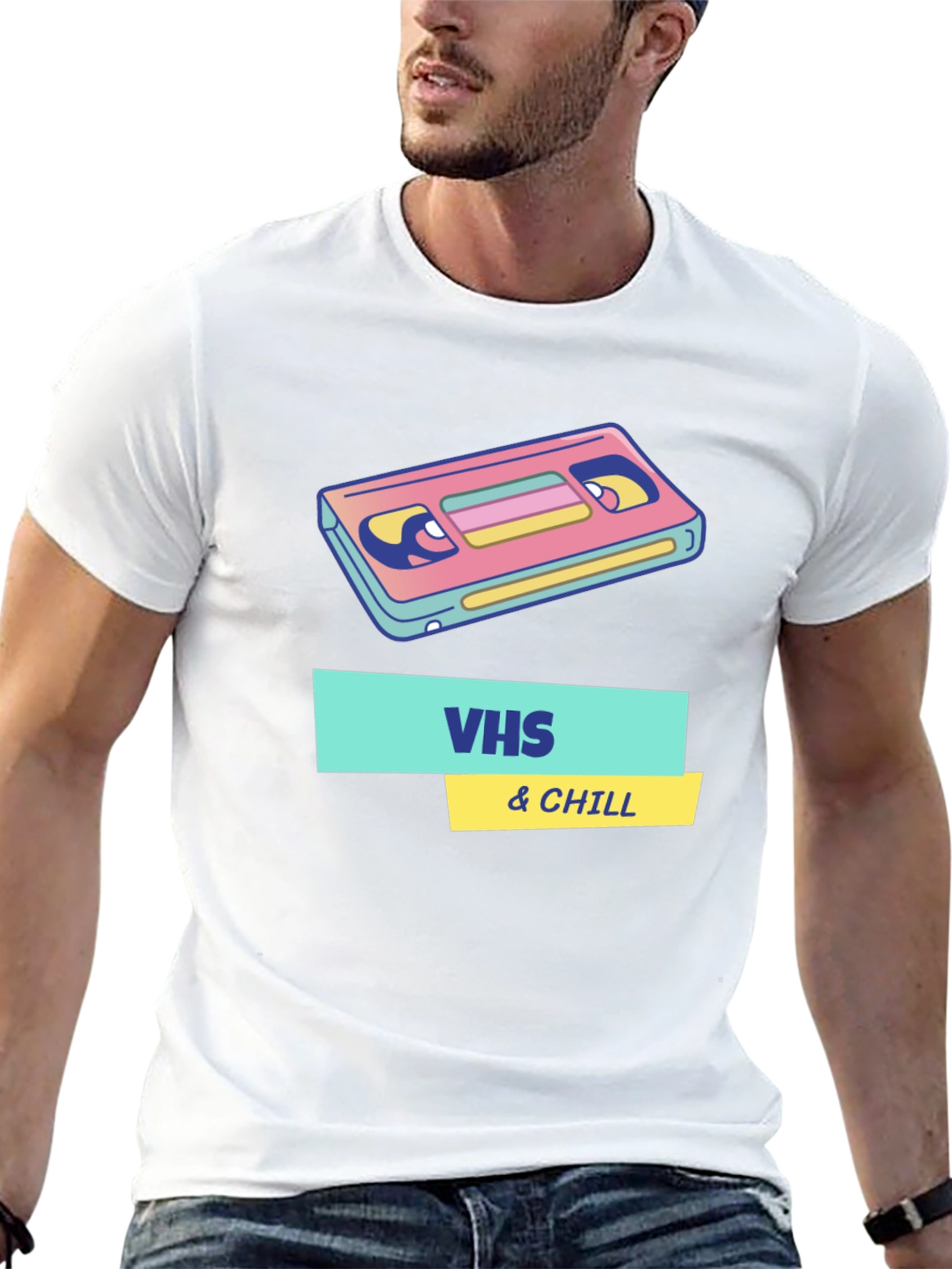 Retro VHS & Chill Graphic T-Shirt - Black