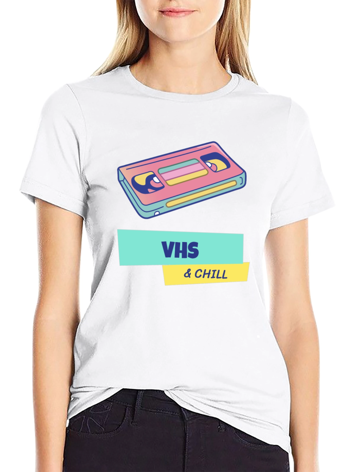 Retro VHS & Chill Graphic T-Shirt - Black