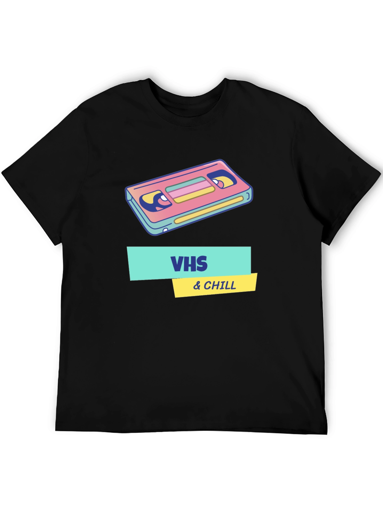 Retro VHS & Chill Graphic T-Shirt - Black
