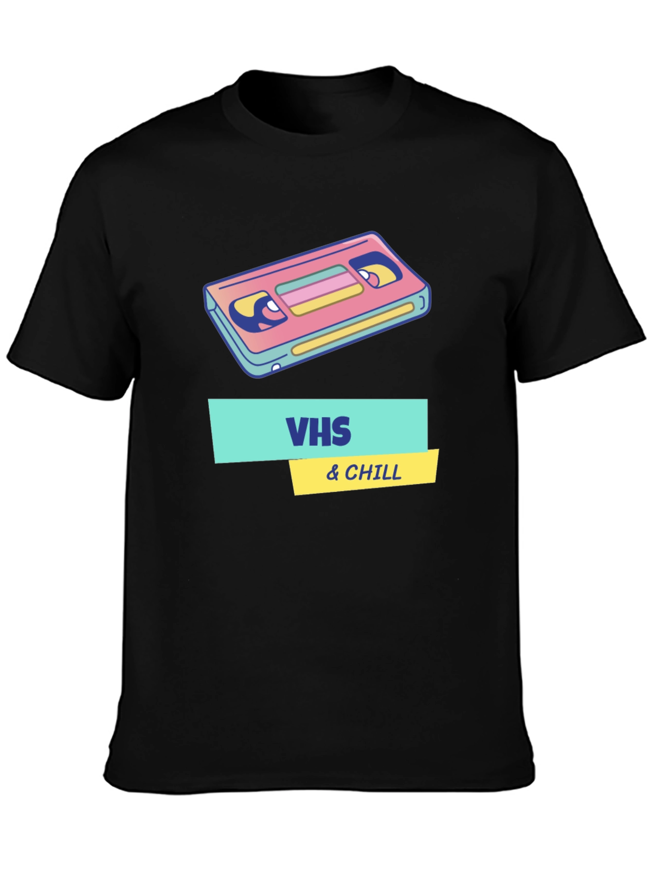 Retro VHS & Chill Graphic T-Shirt - Black