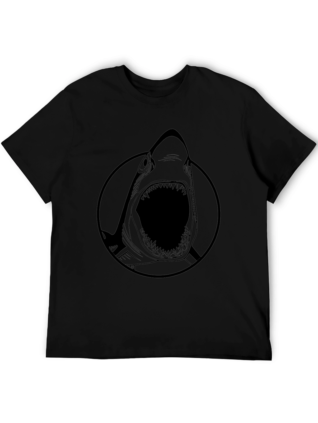 Mens Shark Graphic Print Black T-Shirt