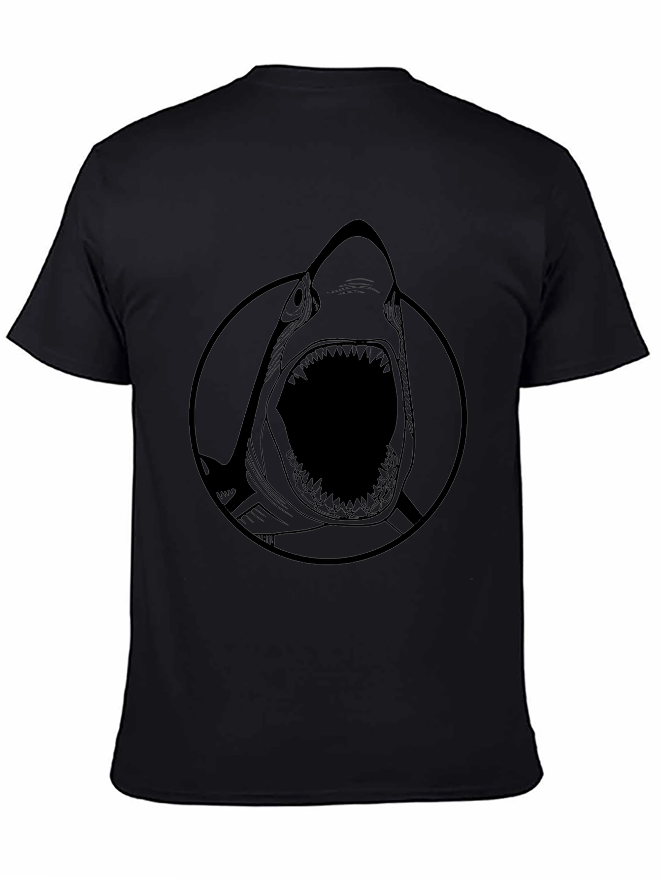 Mens Shark Graphic Print Black T-Shirt