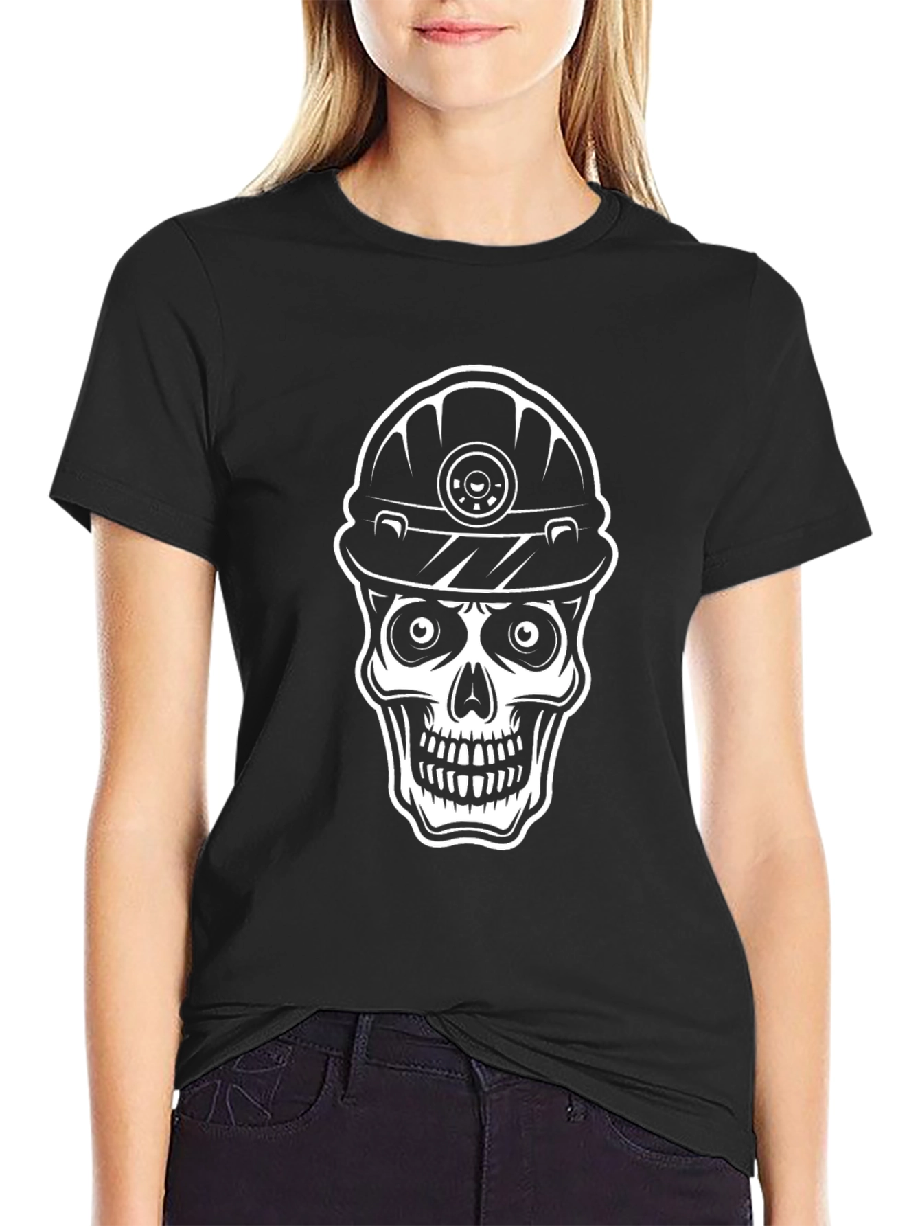 Skull Miner T-Shirt - Black Graphic Tee