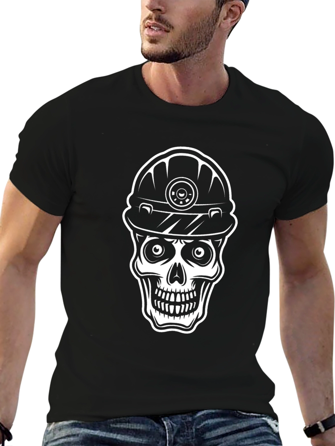 Skull Miner T-Shirt - Black Graphic Tee