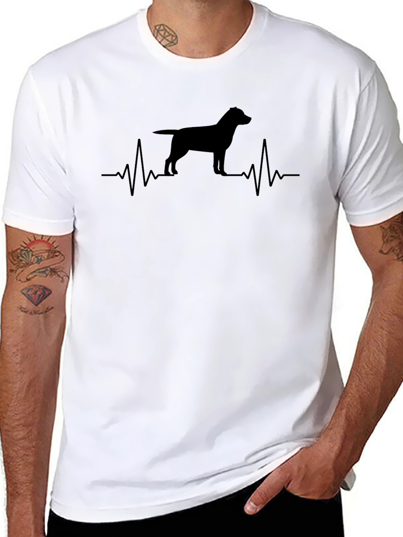 Dog Heartbeat Graphic Tee - Black Casual T-Shirt