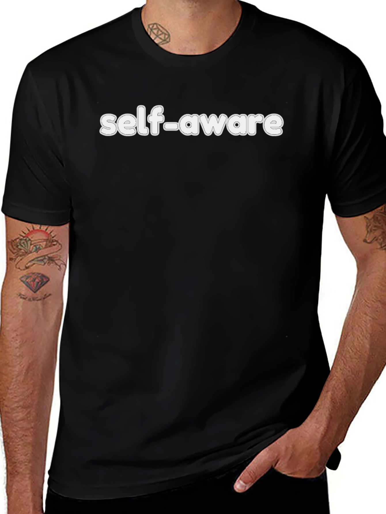 Self-Aware Graphic Tee - Mens Black T-Shirt