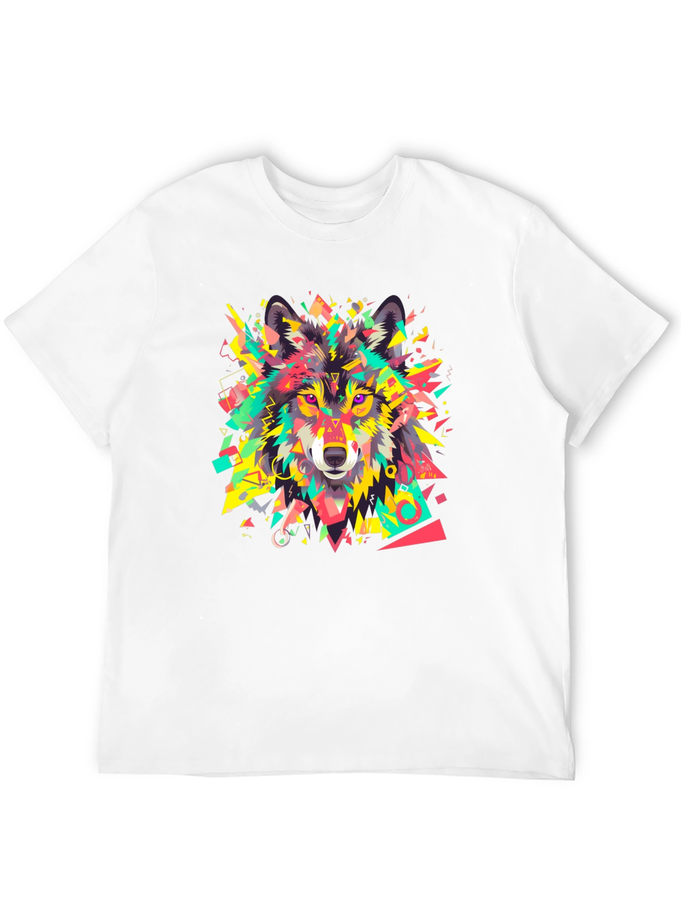 Geometric Wolf Graphic Black T-Shirt