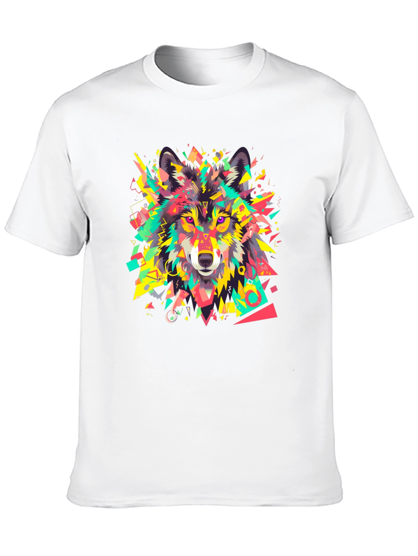 Geometric Wolf Graphic Black T-Shirt