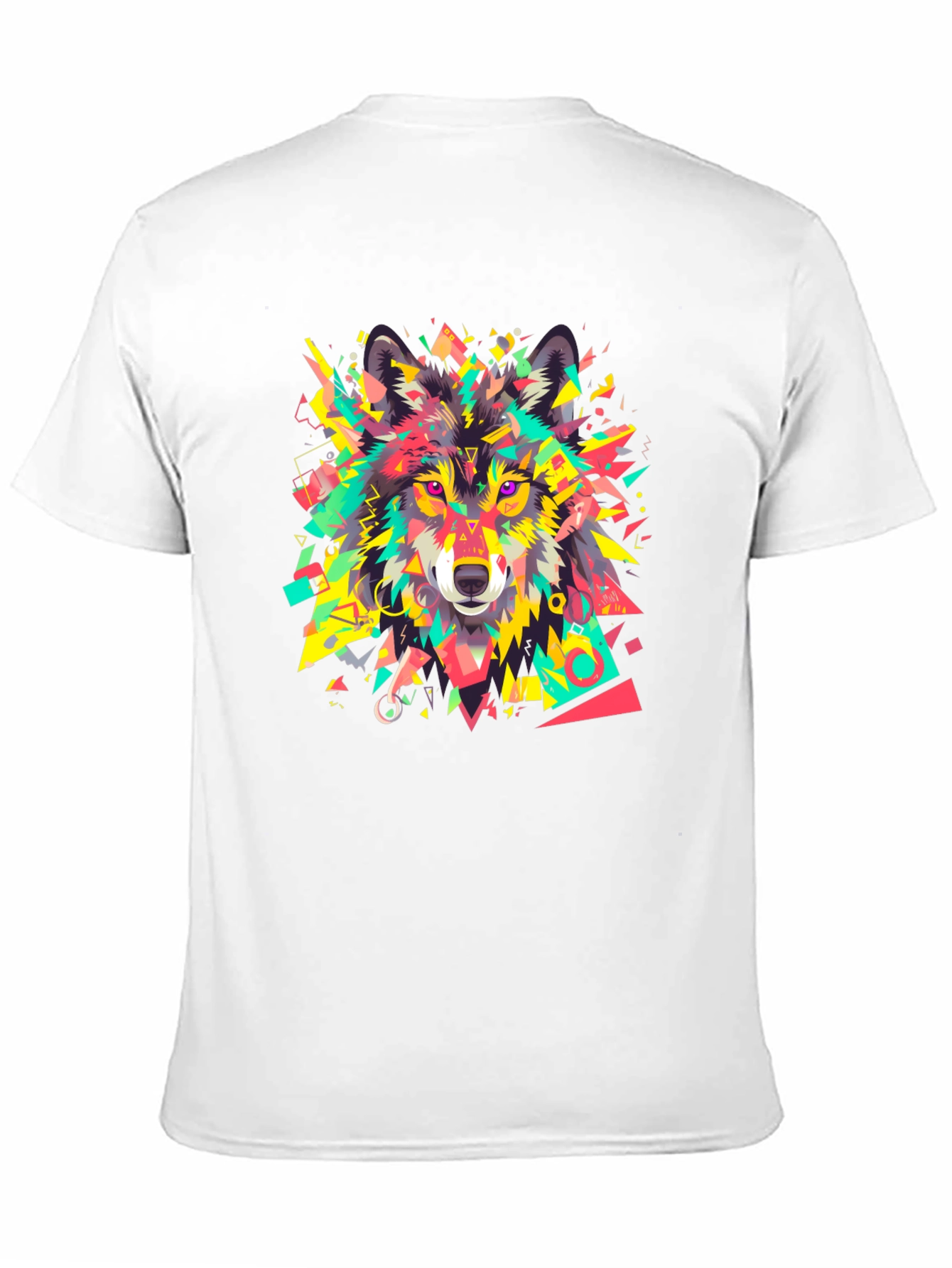 Geometric Wolf Graphic Black T-Shirt