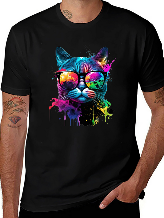 Cool Cat T-Shirt: Colorful Cat in Glasses