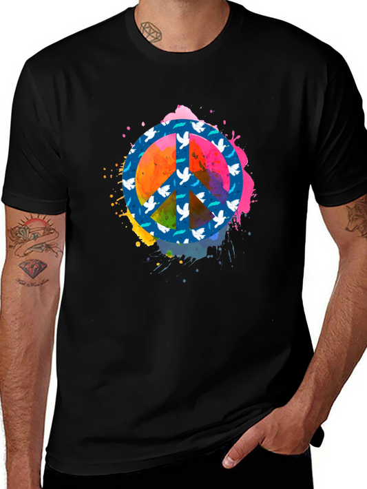 Peace Sign T-Shirt - Colorful Dove Graphic