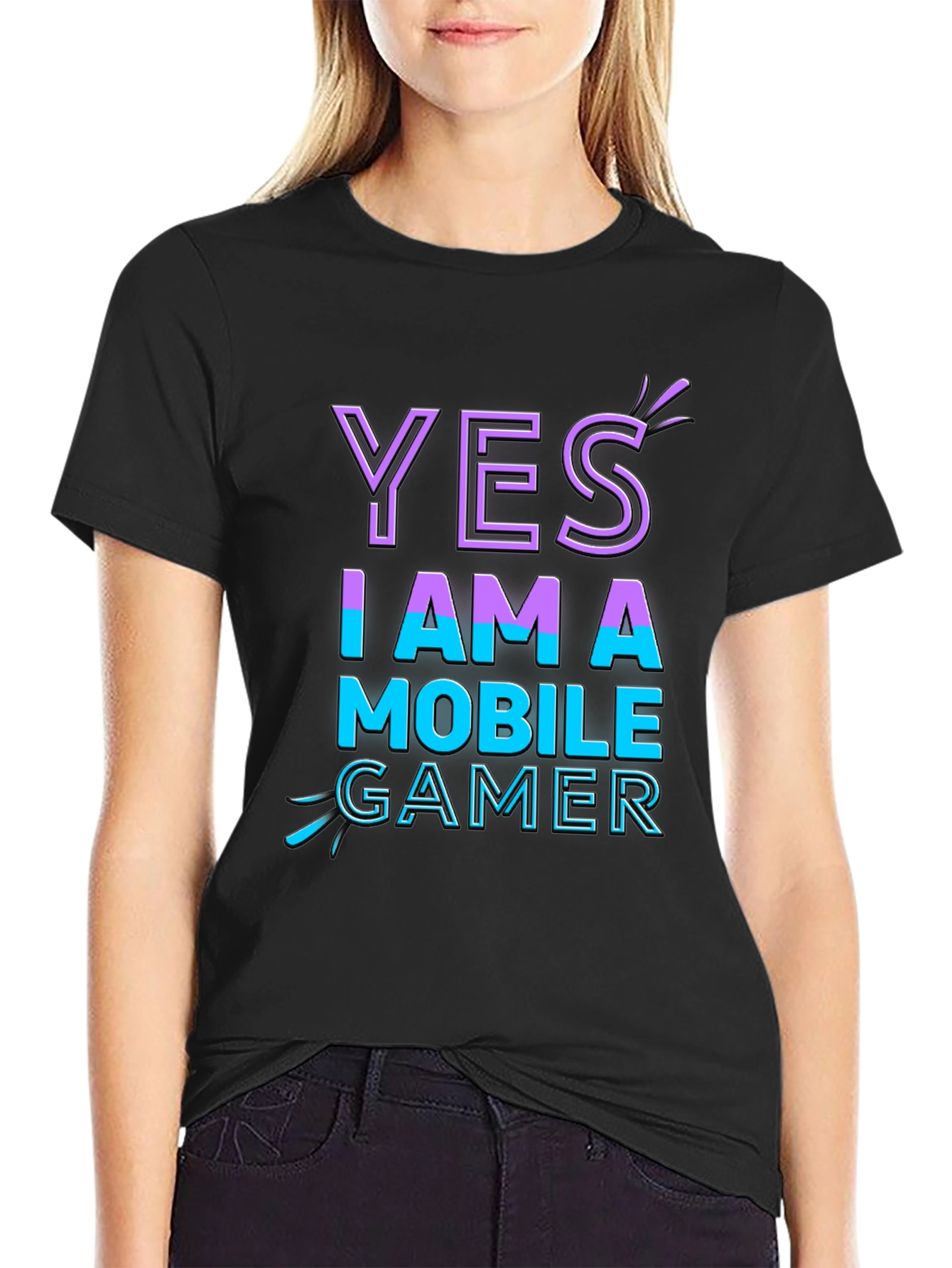 Yes I Am A Mobile Gamer Black T-Shirt