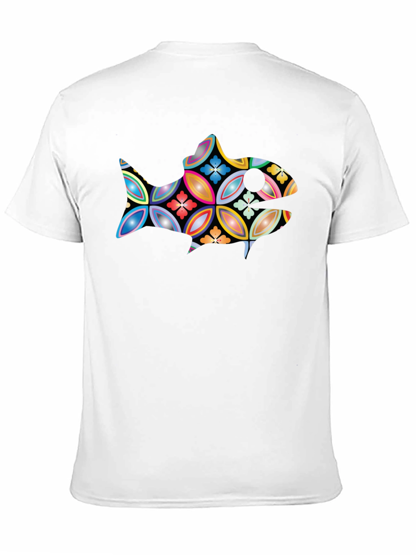 Abstract Fish Graphic Black T-Shirt