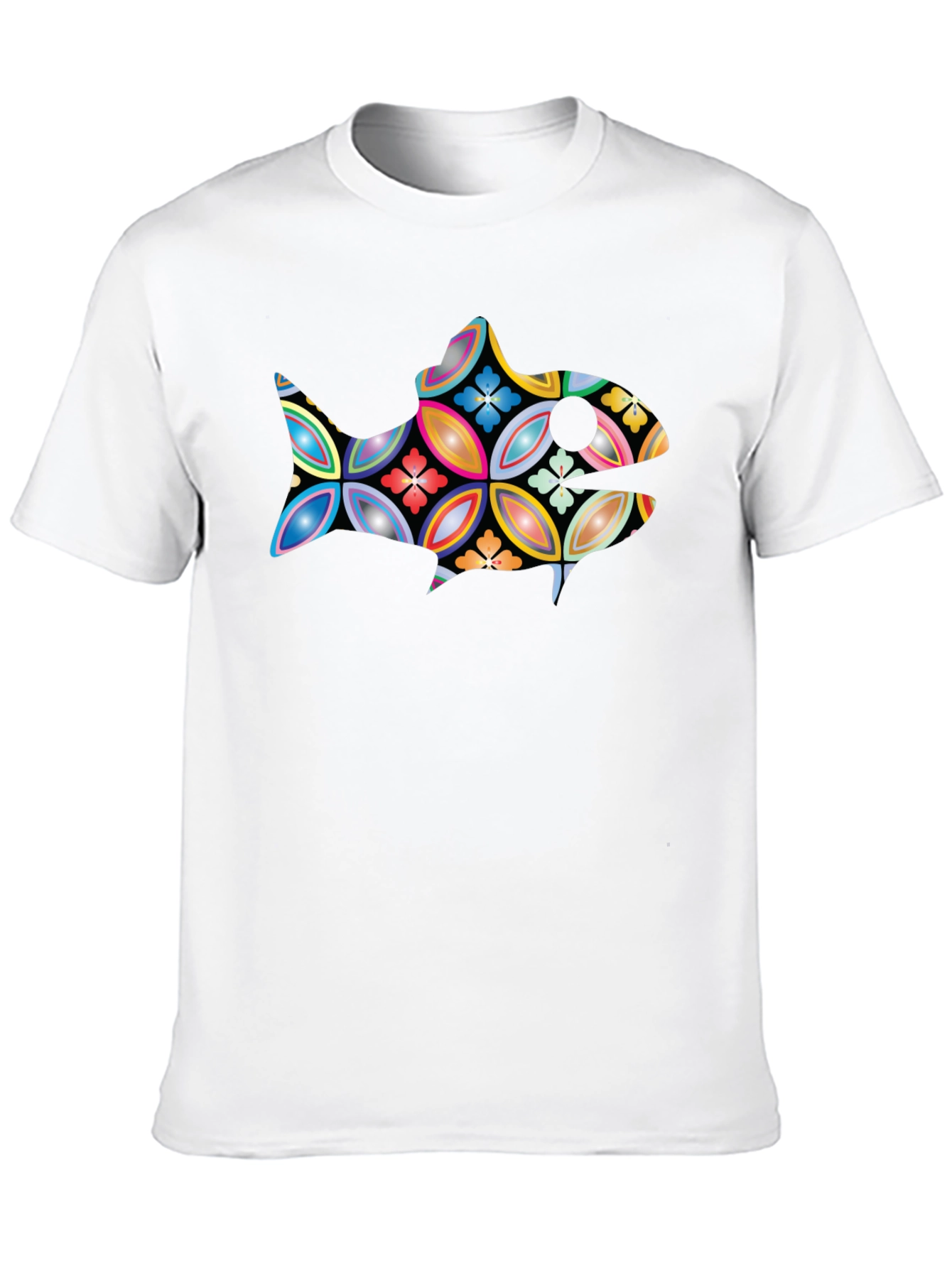 Abstract Fish Graphic Black T-Shirt