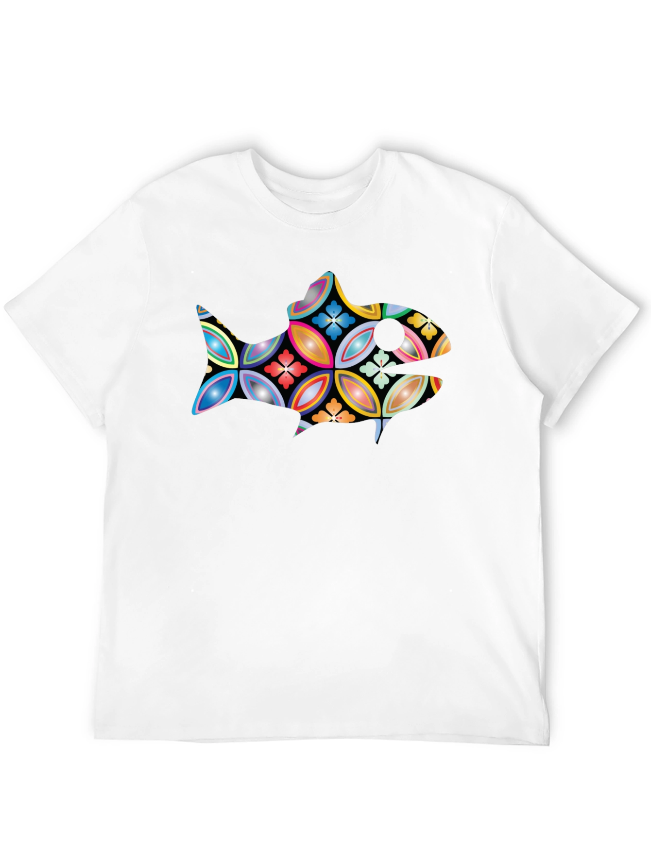 Abstract Fish Graphic Black T-Shirt