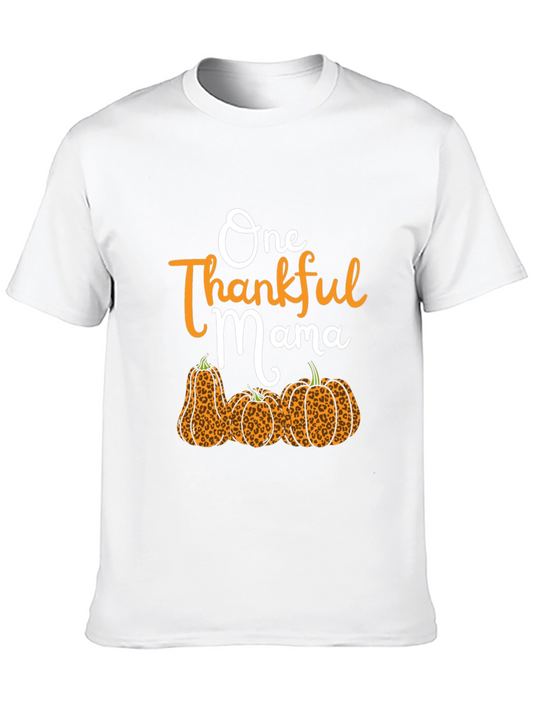 One Thankful Mama Leopard Print Pumpkin T-Shirt