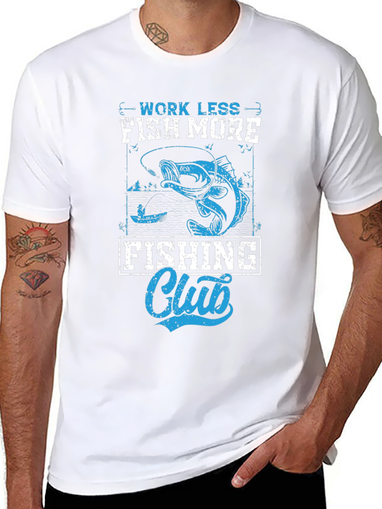 Work Less Fish More Fishing Club T-Shirt