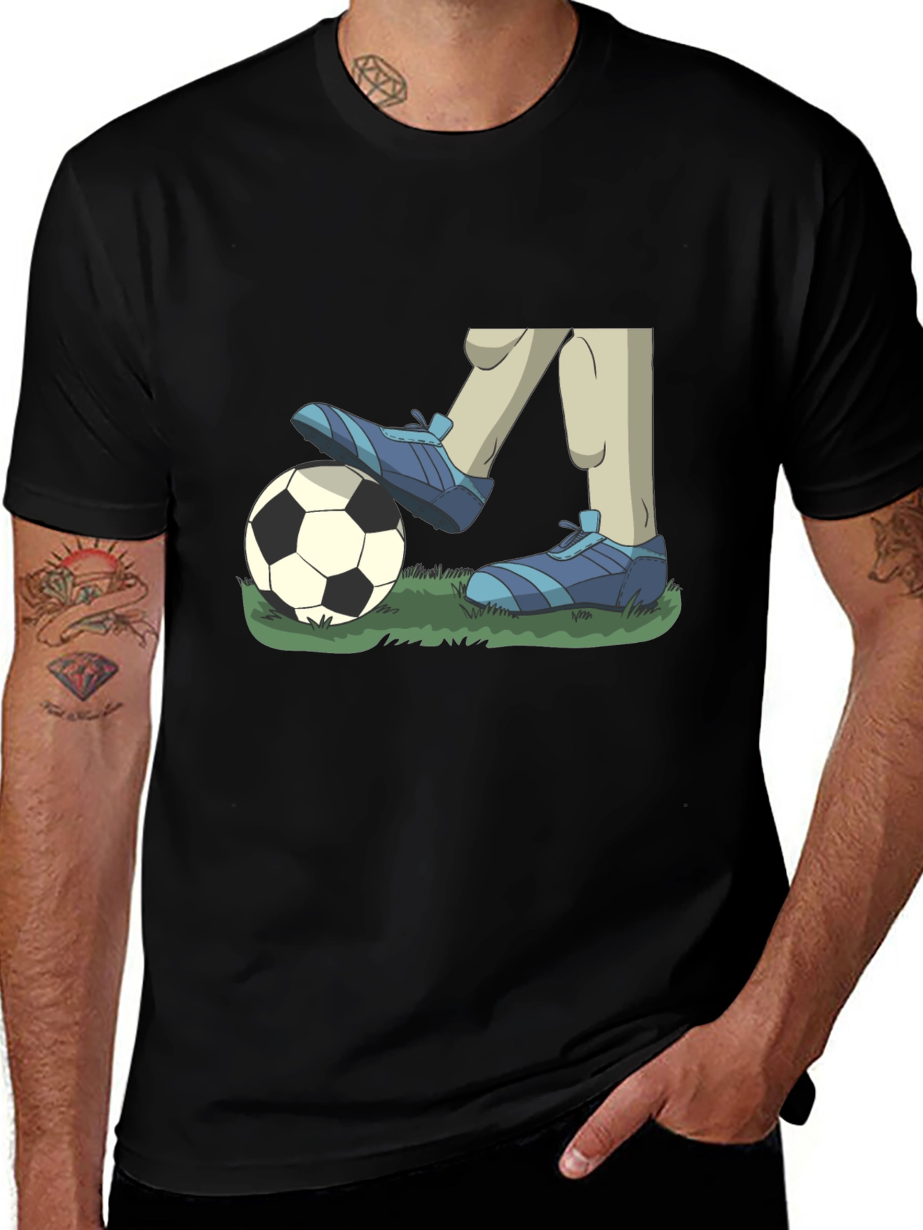 Cartoon Soccer T-Shirt - Black Graphic Tee