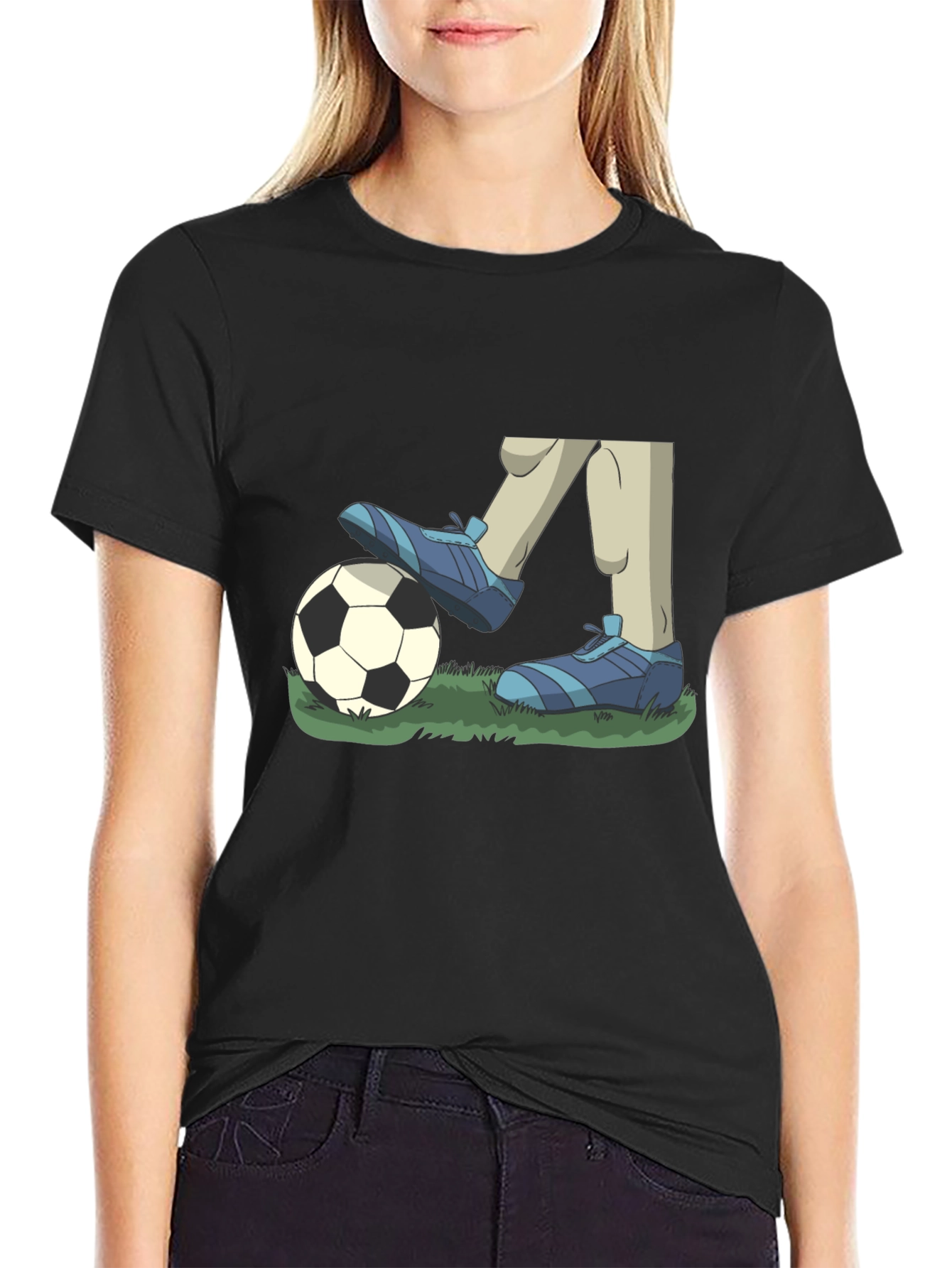 Cartoon Soccer T-Shirt - Black Graphic Tee