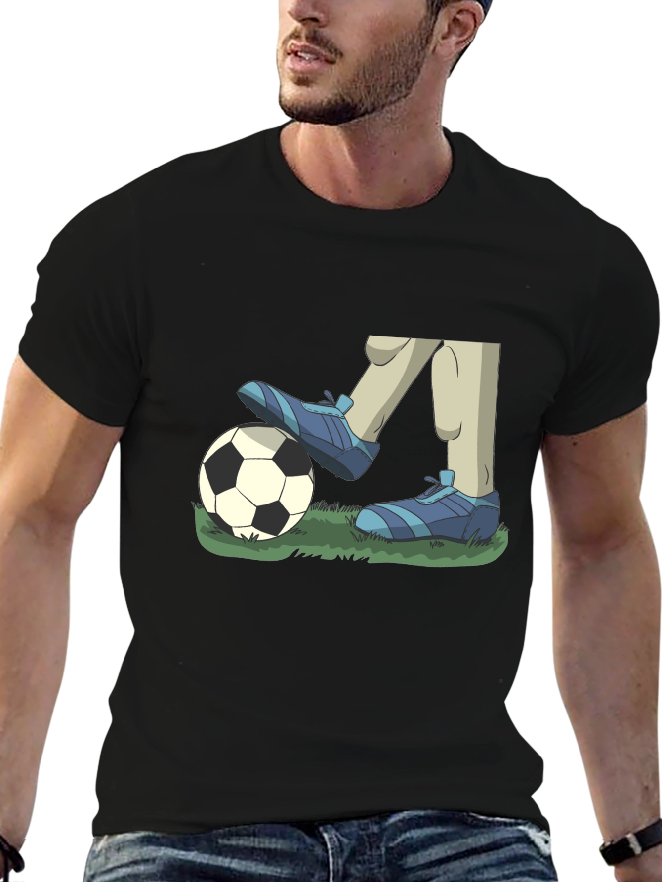 Cartoon Soccer T-Shirt - Black Graphic Tee