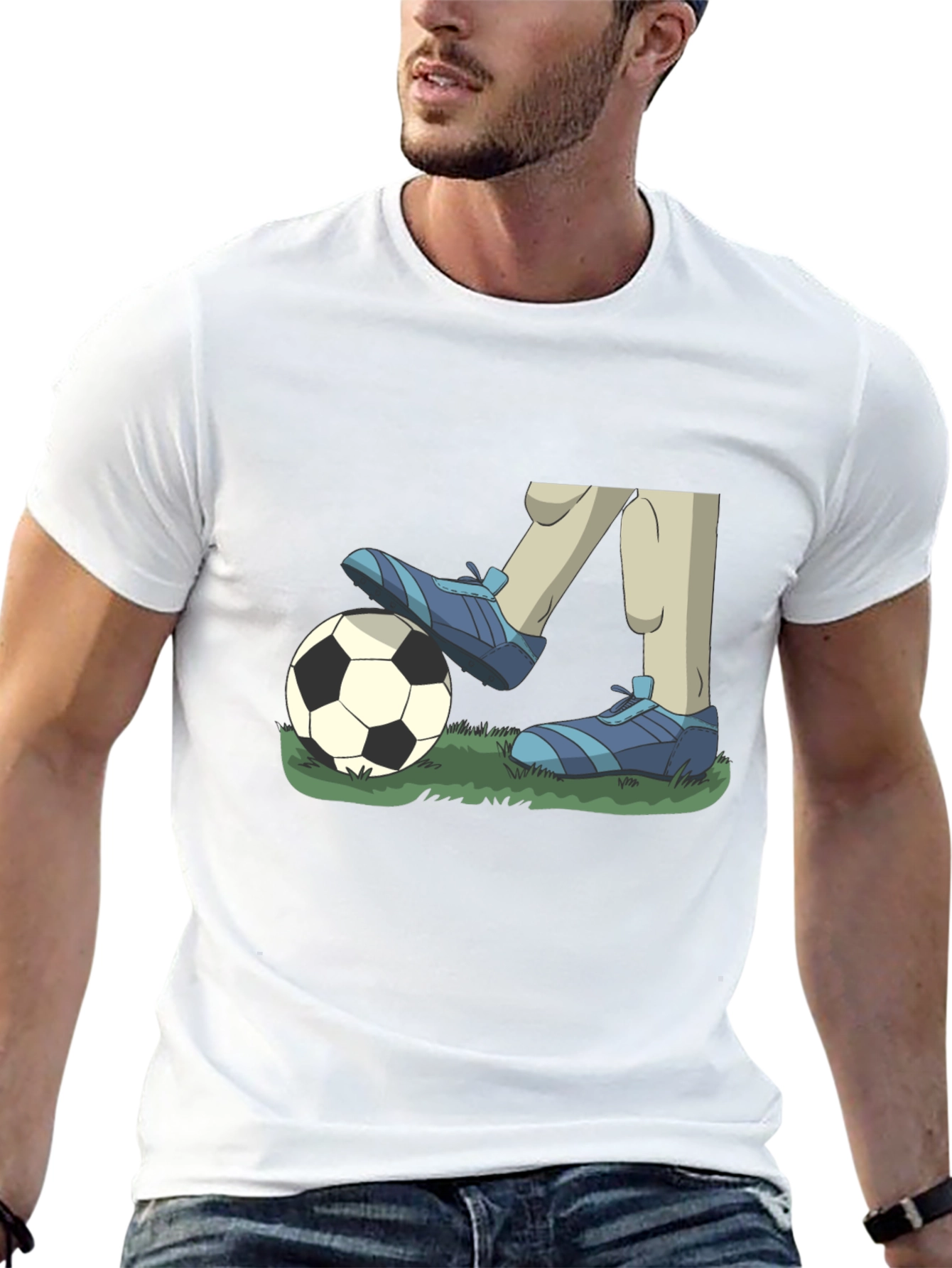 Cartoon Soccer T-Shirt - Black Graphic Tee