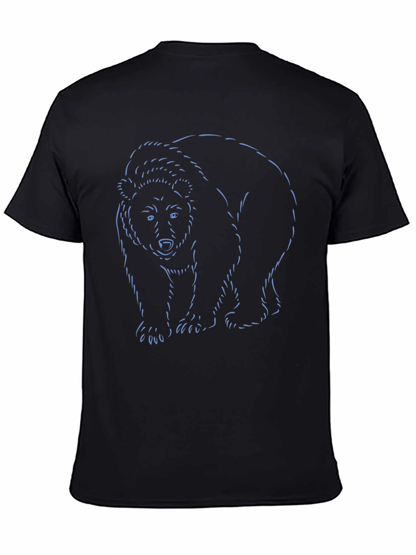 Bear Outline Graphic Black T-Shirt