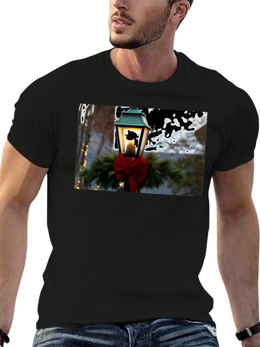 Festive Holiday Lamp Post Graphic Tee