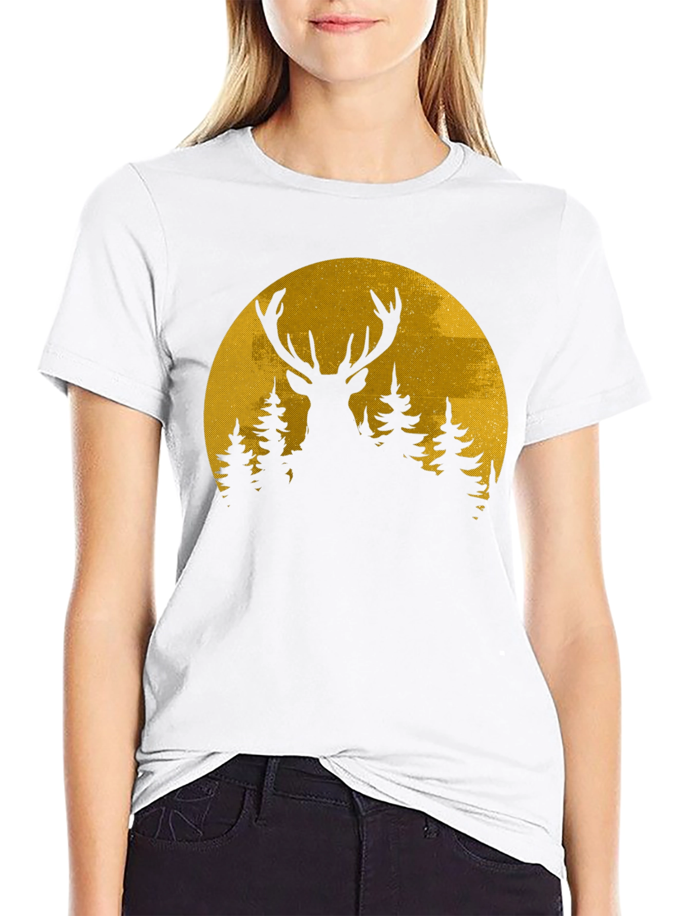 Deer Silhouette Moon Graphic Tee