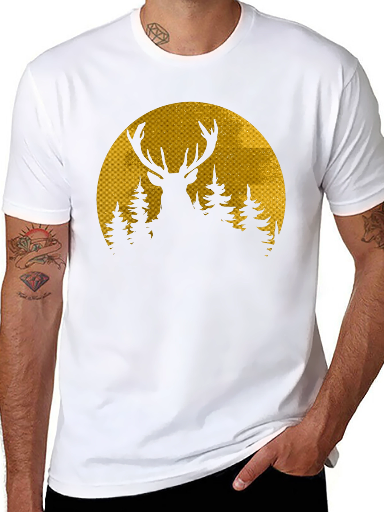 Deer Silhouette Moon Graphic Tee