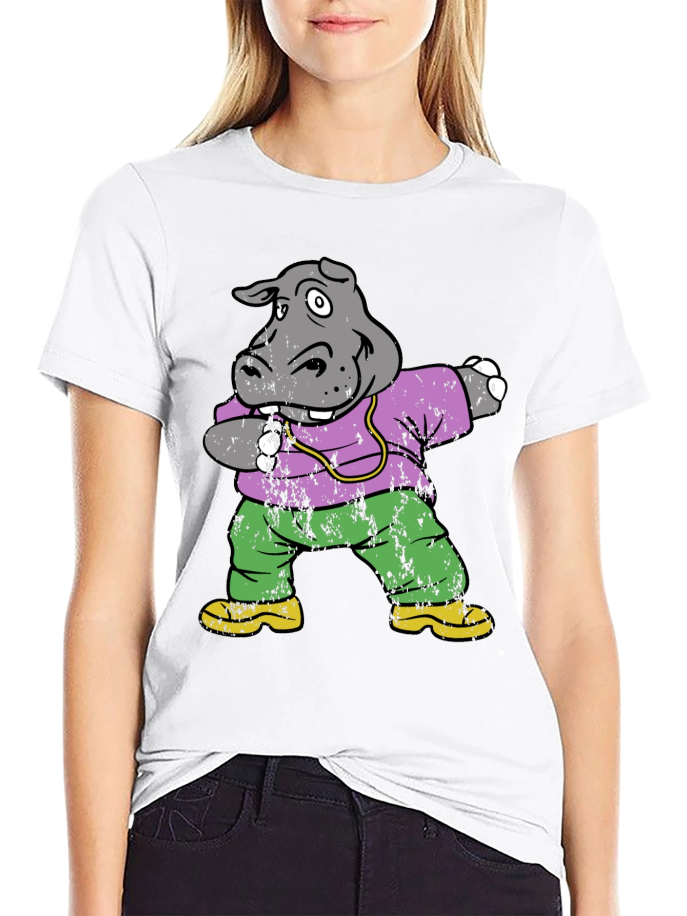 Dabbing Hippo Graphic Tee - Cool & Fun