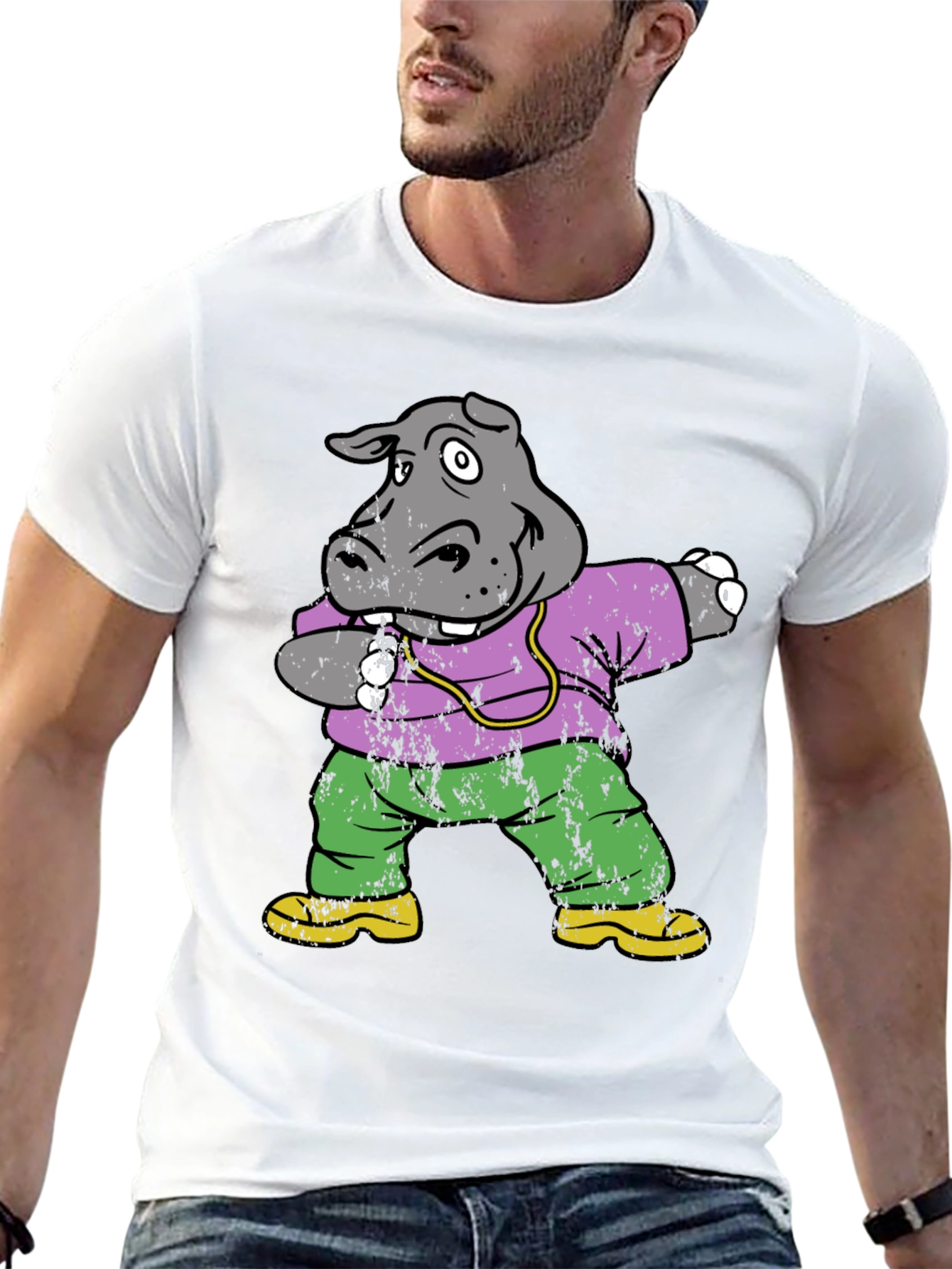 Dabbing Hippo Graphic Tee - Cool & Fun