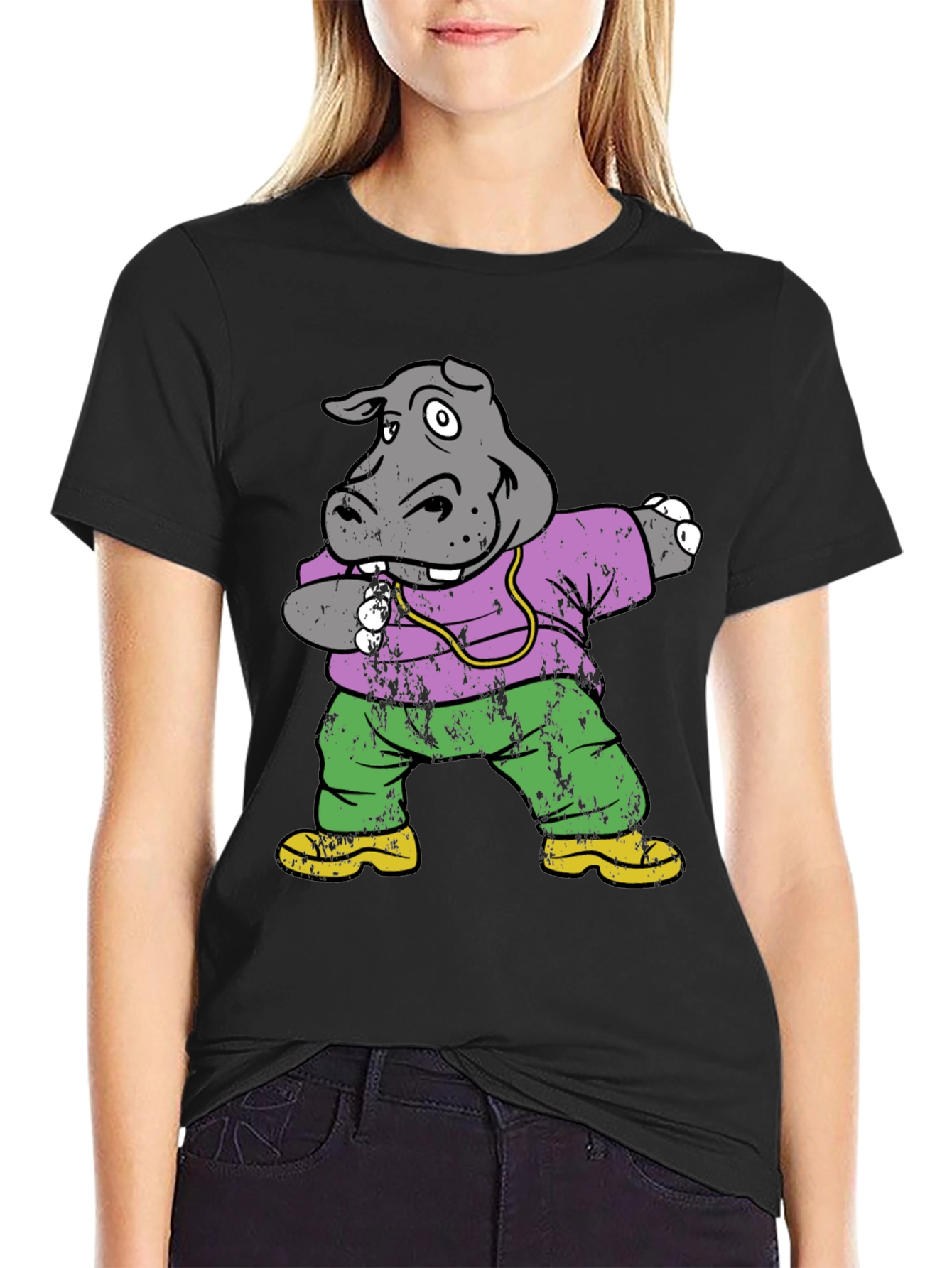 Dabbing Hippo Graphic Tee - Cool & Fun
