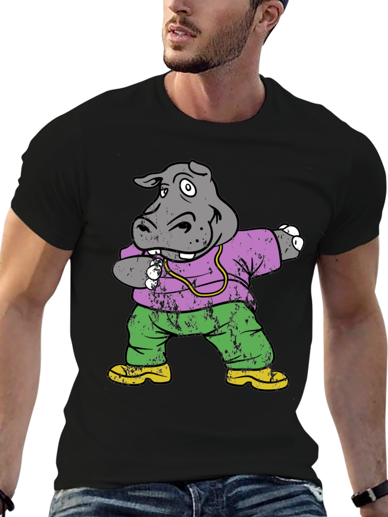 Dabbing Hippo Graphic Tee - Cool & Fun