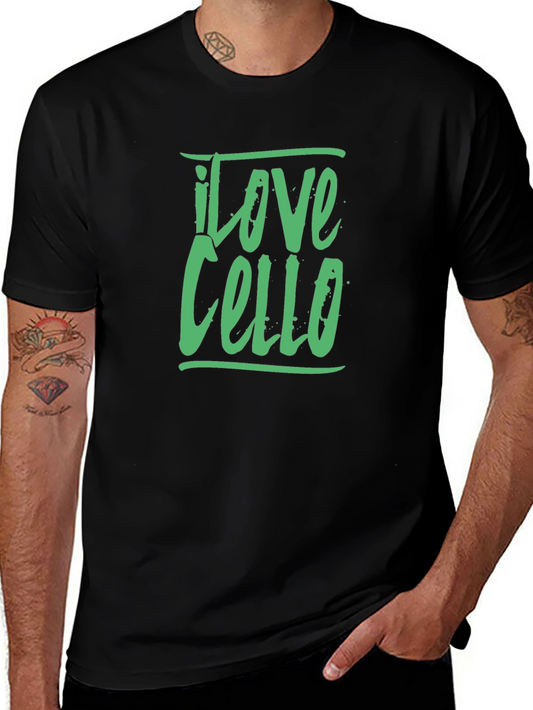 I Love Cello Graphic Tee - Black Cotton T-Shirt