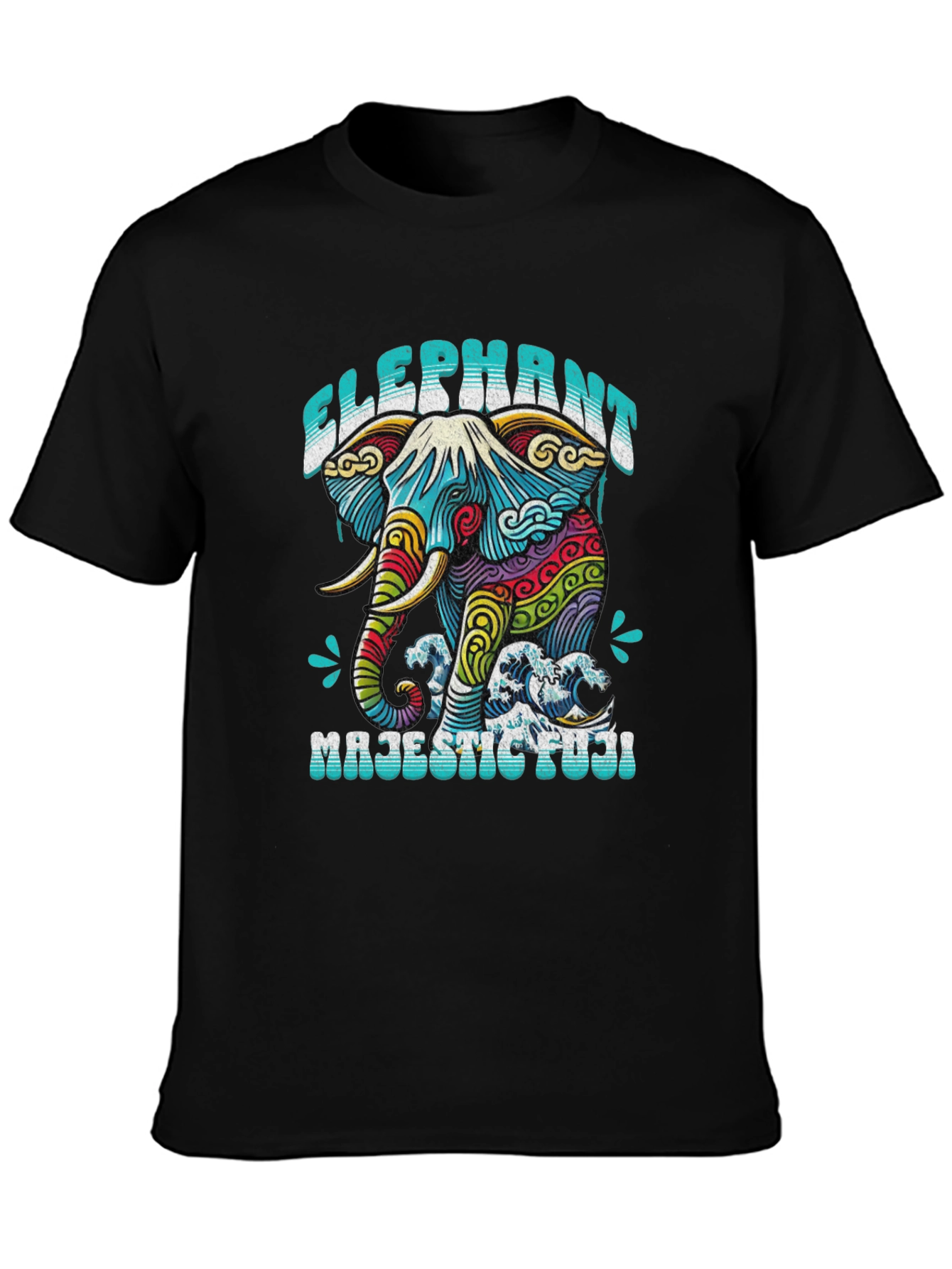 Elephant Majestic Fuji T-Shirt - Artistic Graphic Tee