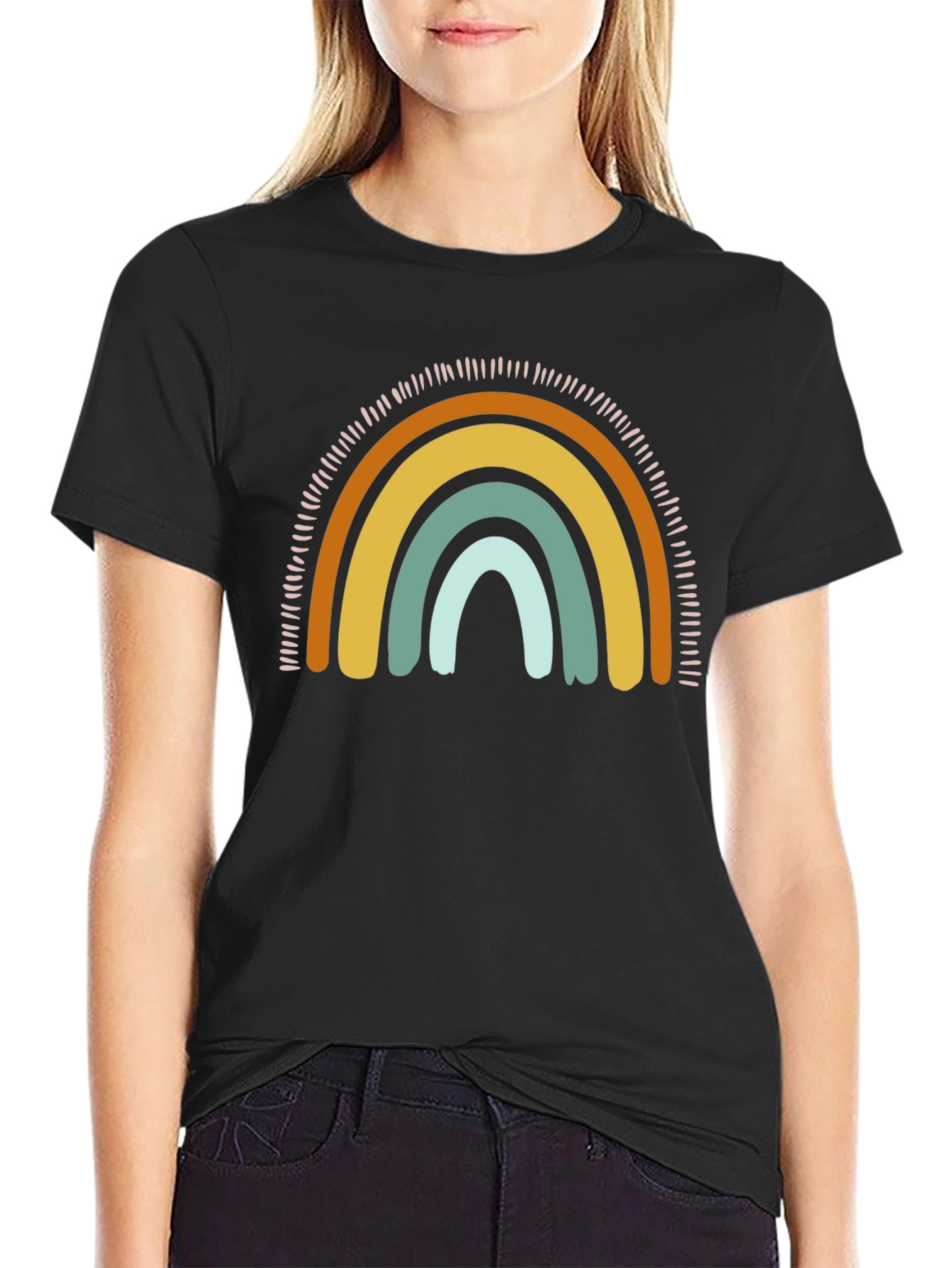 Retro Rainbow Graphic Tee - Unisex Black T-Shirt