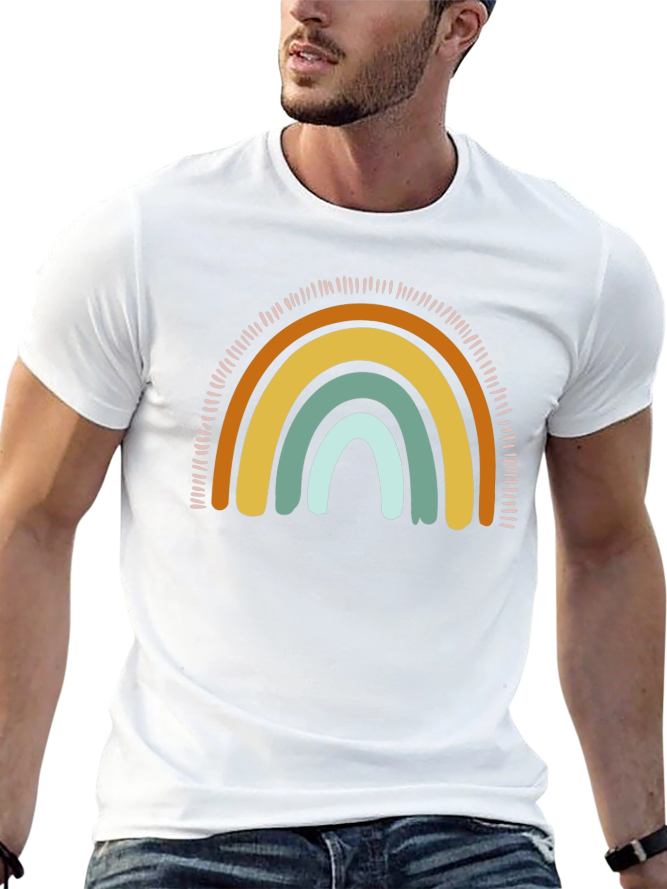 Retro Rainbow Graphic Tee - Unisex Black T-Shirt