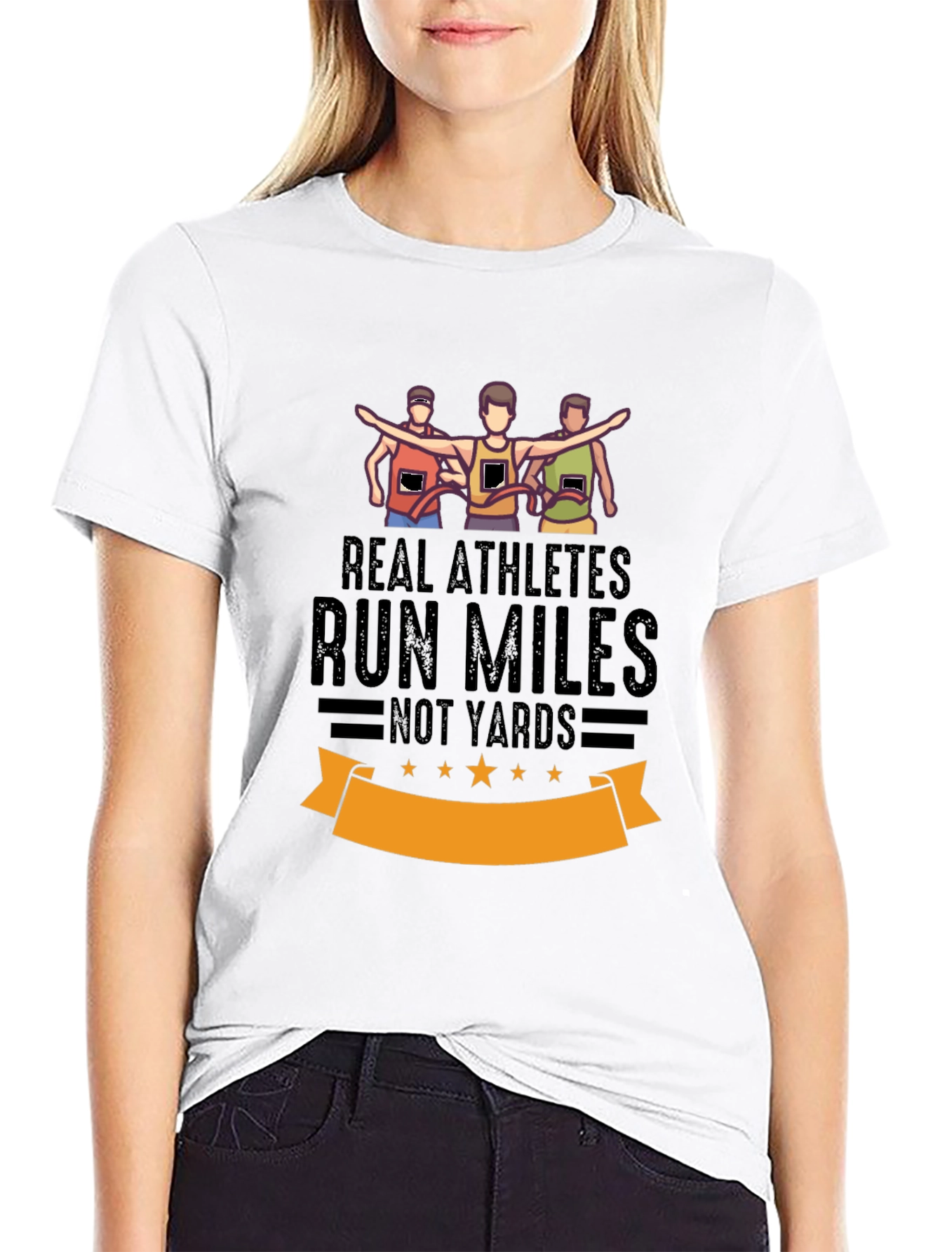 Real Athletes Run Miles Black T-Shirt