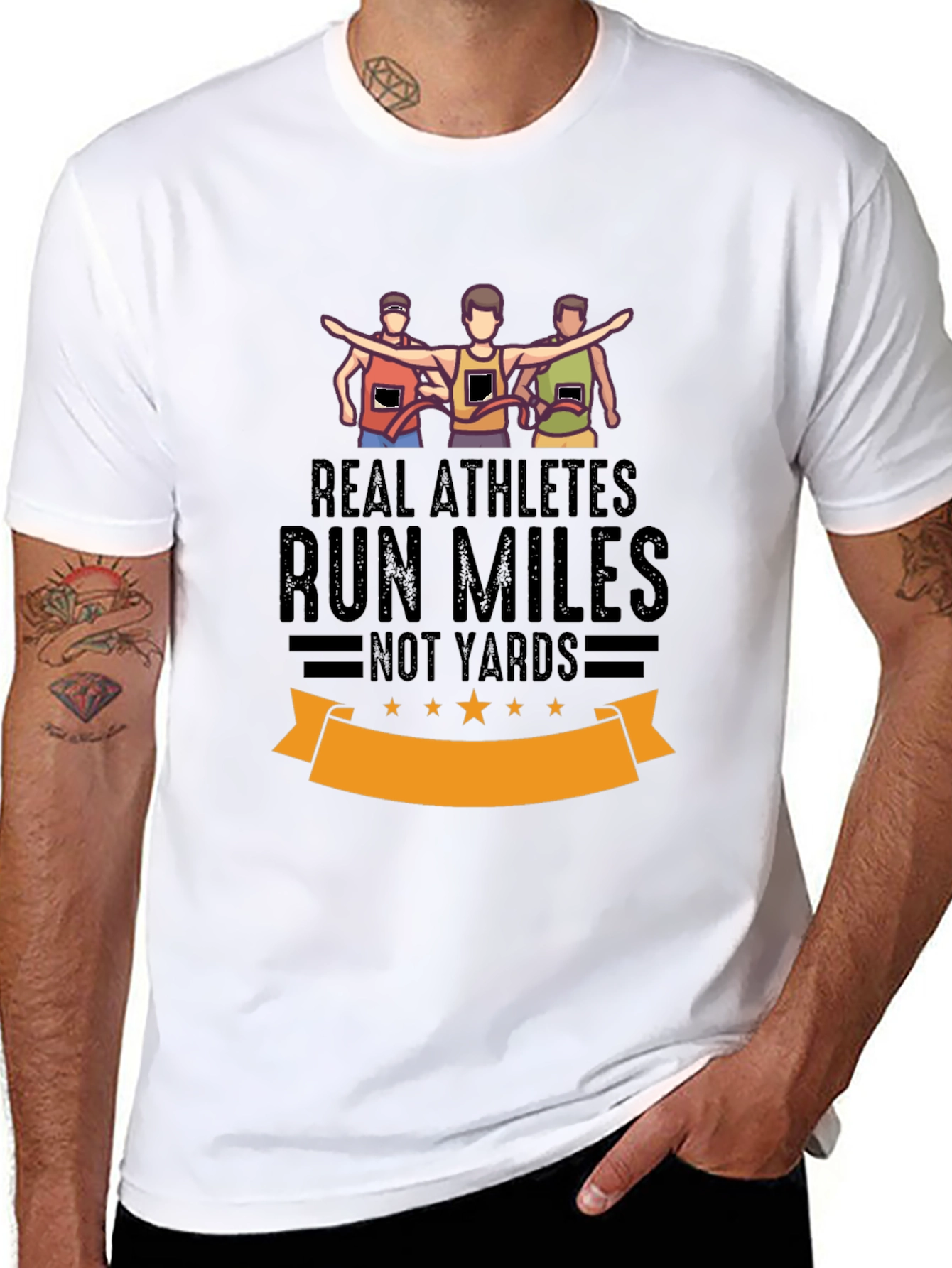 Real Athletes Run Miles Black T-Shirt