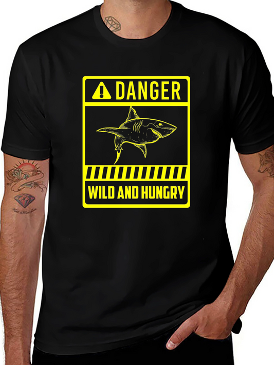 Danger Wild and Hungry Shark Graphic T-Shirt