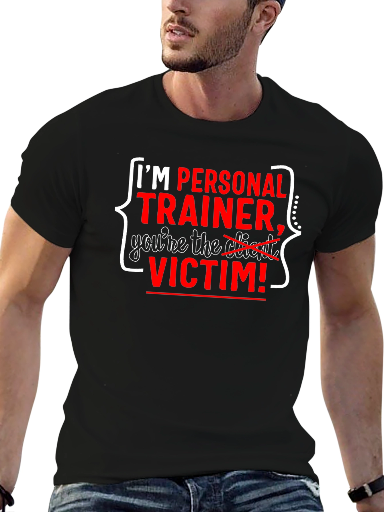 Personal Trainer Victim T-Shirt Funny Workout Tee