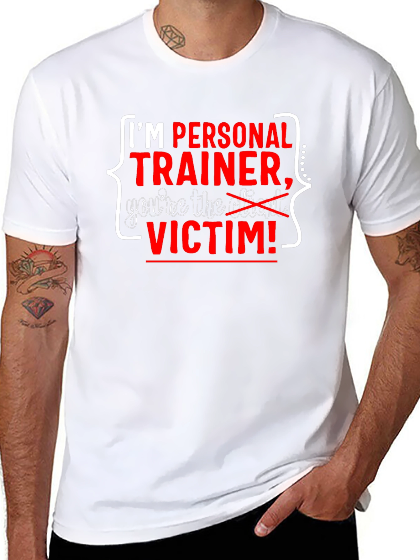 Personal Trainer Victim T-Shirt Funny Workout Tee