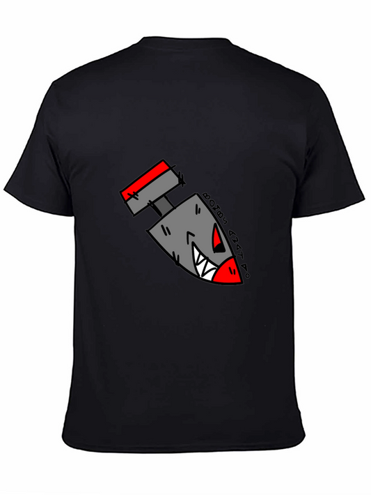 Cartoon Bomb Graphic Tee - Black Cotton T-Shirt