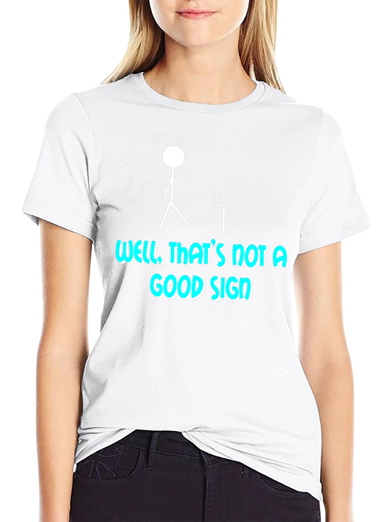 Funny Bad Sign Stick Figure Graphic T-Shirt