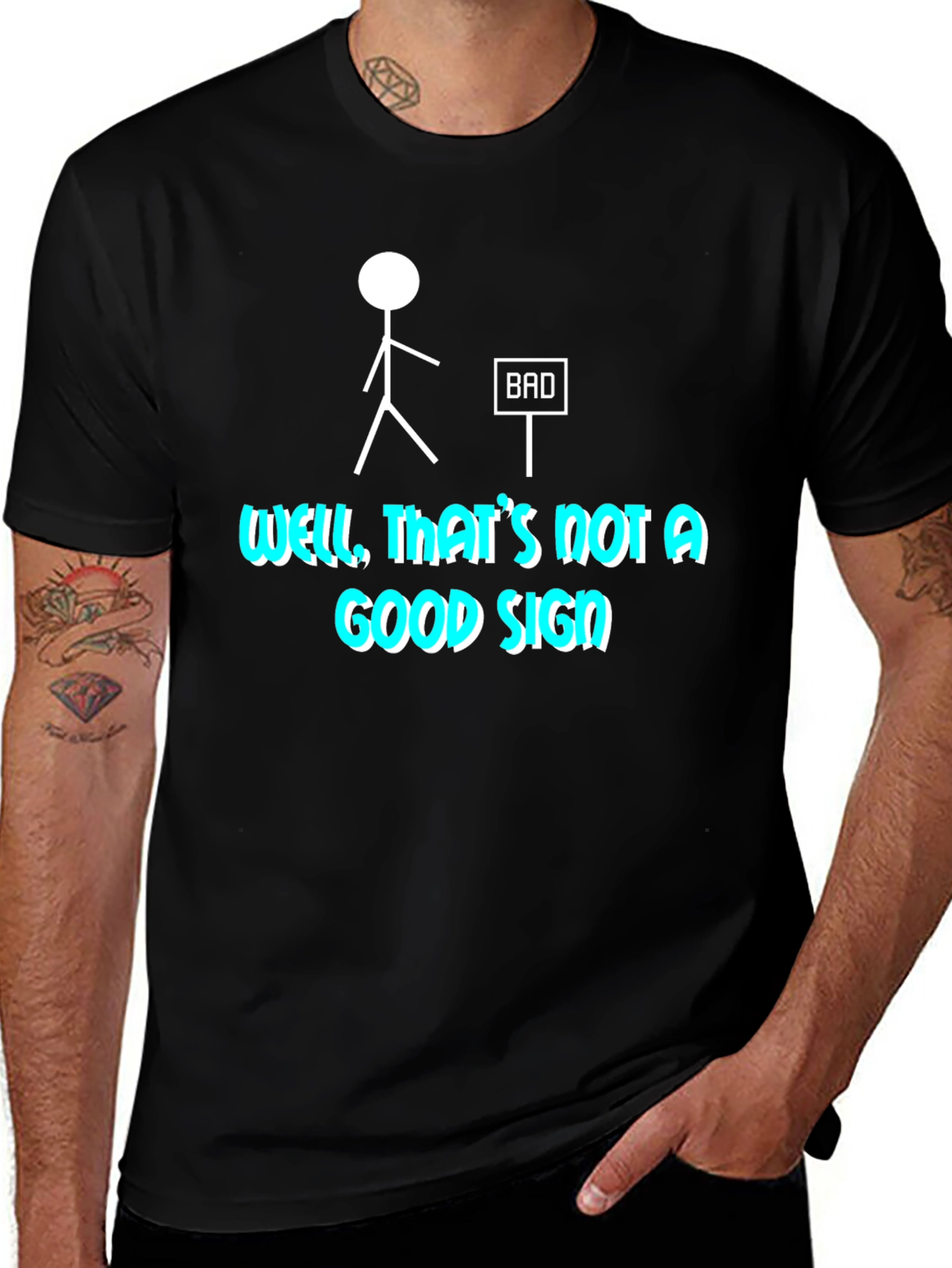 Funny Bad Sign Stick Figure Graphic T-Shirt