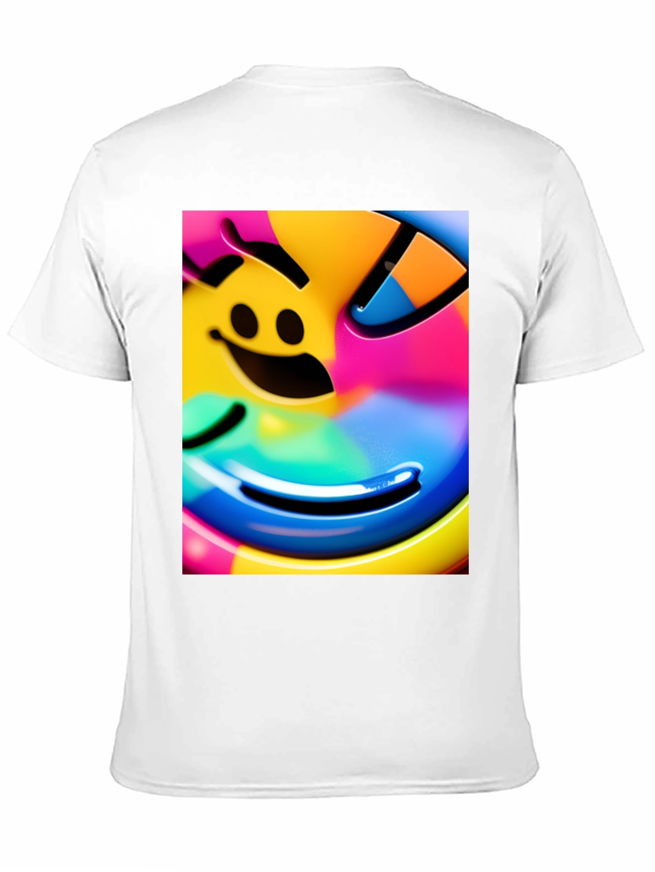 Vivid Smiley Face Graphic Tee - Black